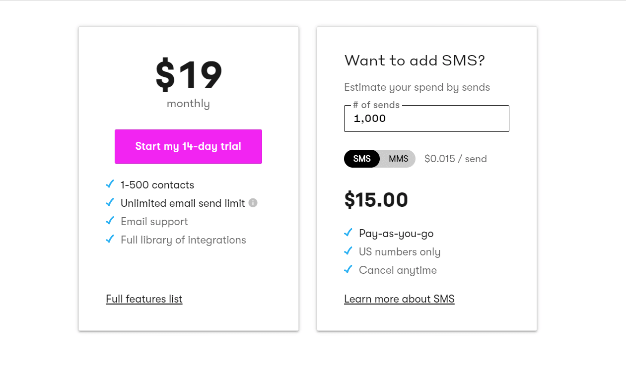 Email Services Like Mailchimp - Drip Pricing SMS